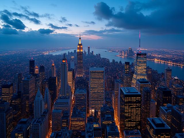 Pemandangan udara bandar pada waktu senja