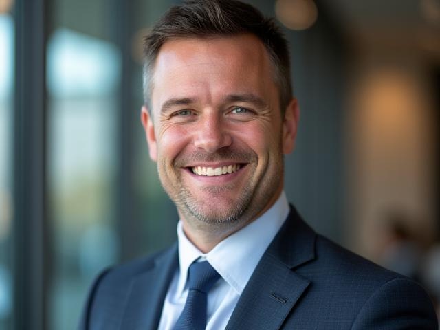 Potret korporat seorang eksekutif tersenyum