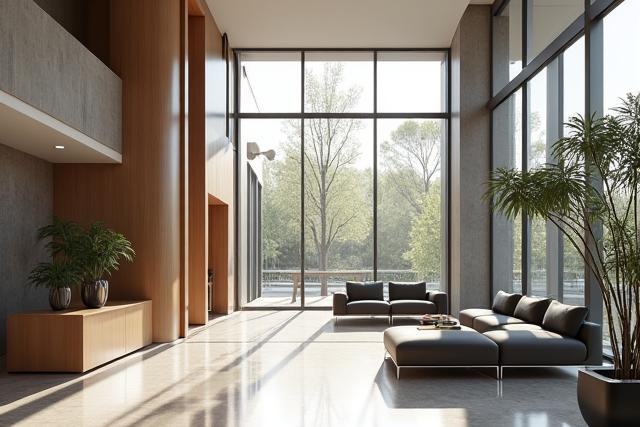 Rekaan dalaman moden dengan pencahayaan semula jadi