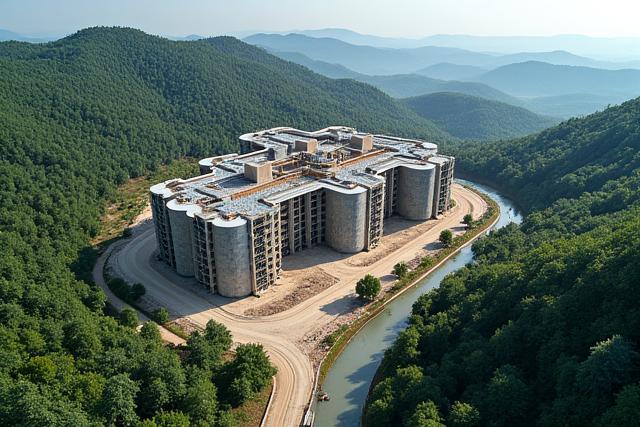 Pemandangan udara tapak pembinaan atau panorama bandar