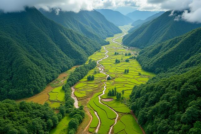 Pemandangan udara alam semula jadi yang subur